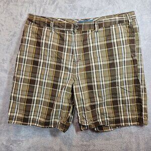 Croft & Barrow Plaid Mens 38 Shorts Brown Ivory Cotton Casual hipster vacation